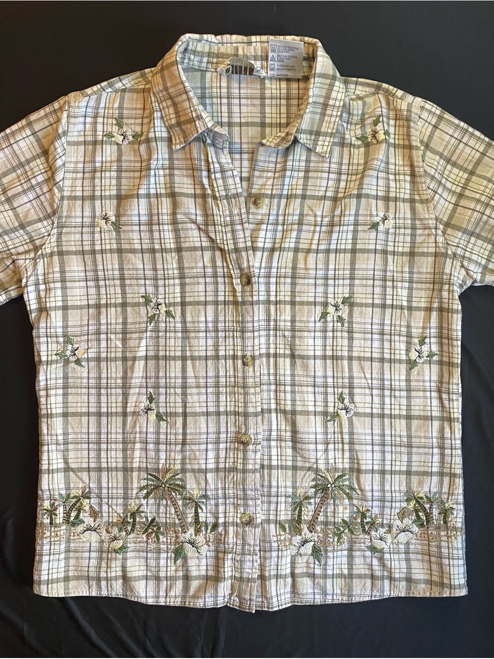 Plaid Palm Tree Button Up